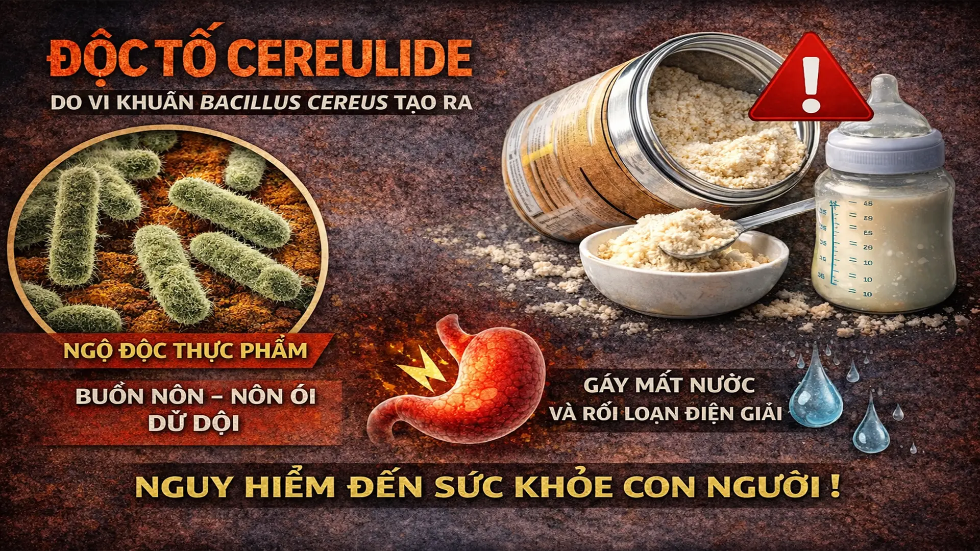 Theo Tổ chức An toàn thực phẩm quốc tế cảnh báo và rà soát của cơ quan chức năng trong nước, có 5 lô sản phẩm sữa công thức dành cho trẻ nhỏ đang trong diện cảnh báo và thu hồi vì nghi ngờ nhiễm độc tố cereulide.