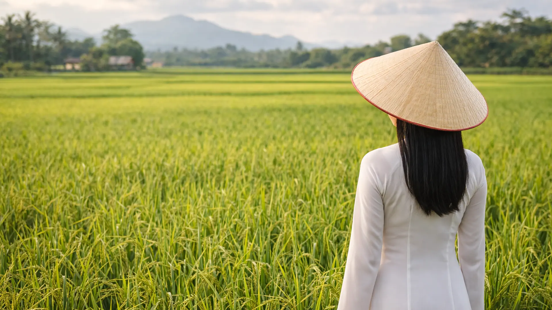 Đồng lúa xanh mướt giai đoạn chuẩn bị trỗ.